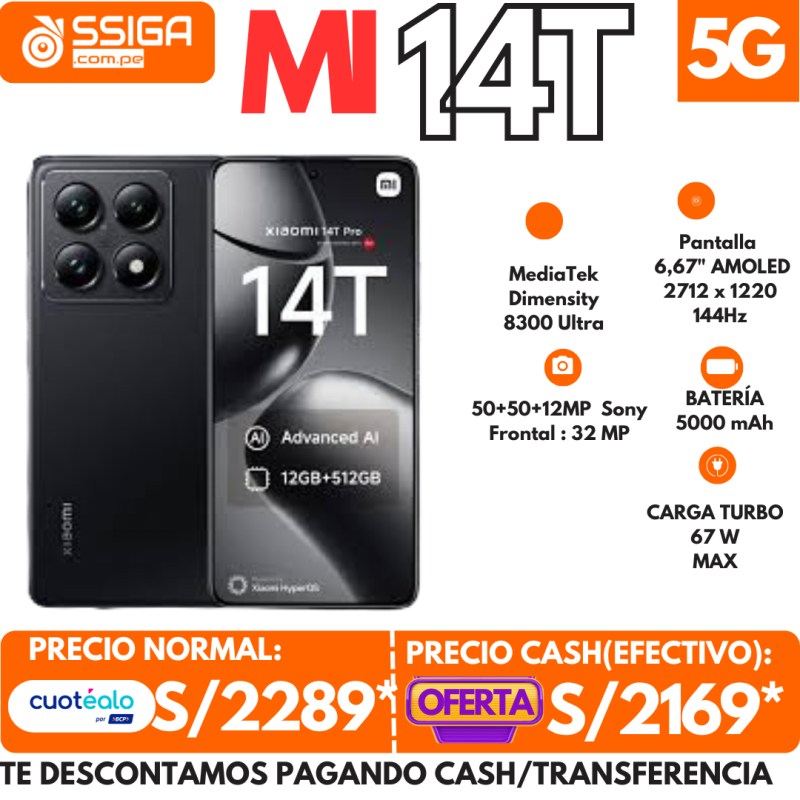 Xiaomi 14t  12+512Gb Negro