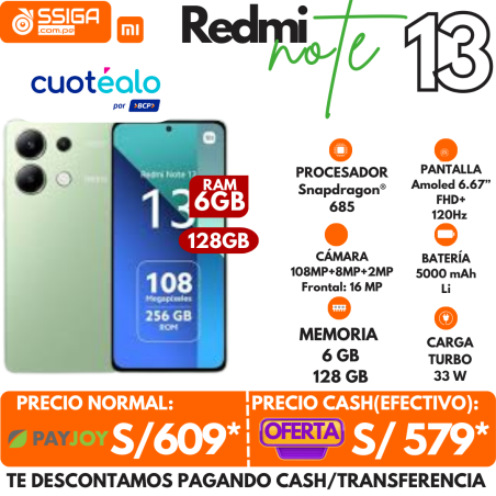 Redmi Note 13 4G 6+128 Verde