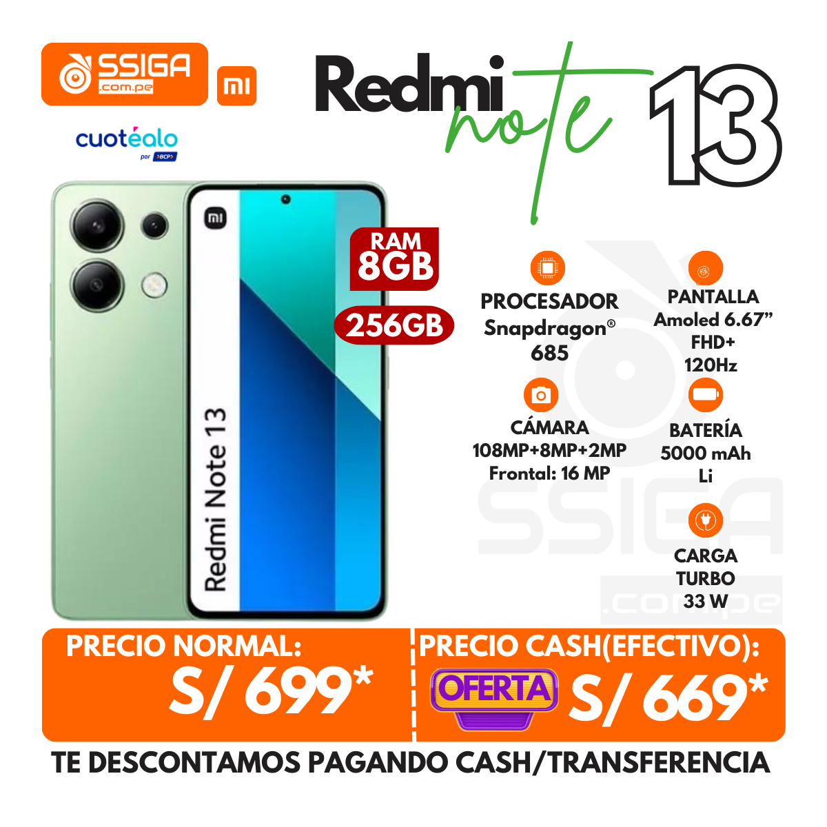 Redmi Note 13 4G 8+256 Verde