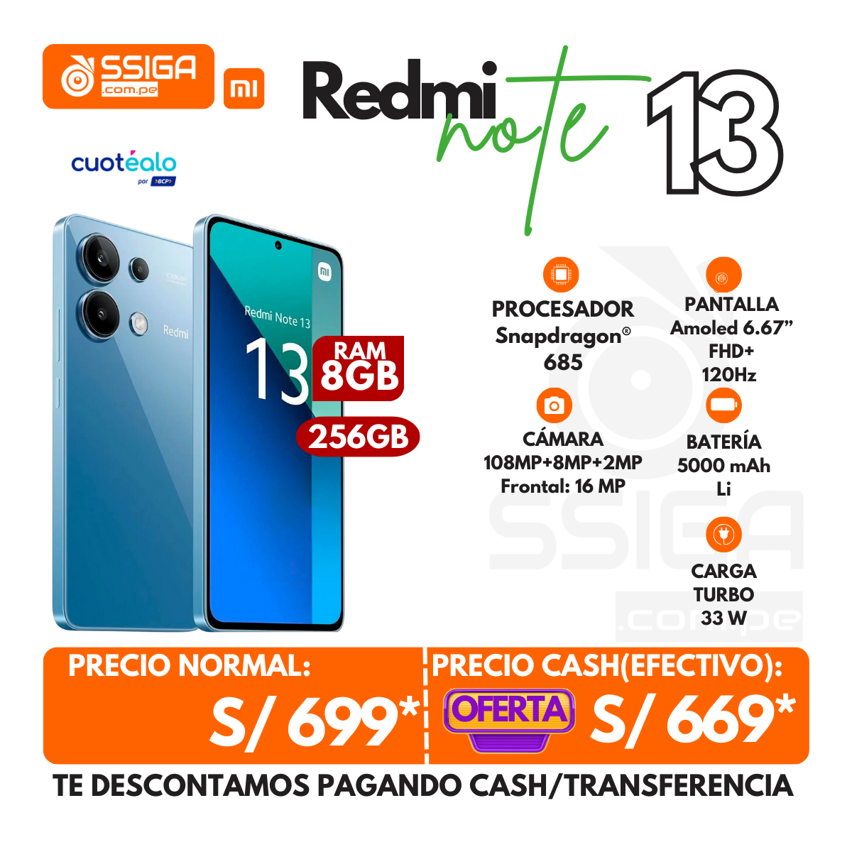 Redmi Note 13 4G 8+256 Azul