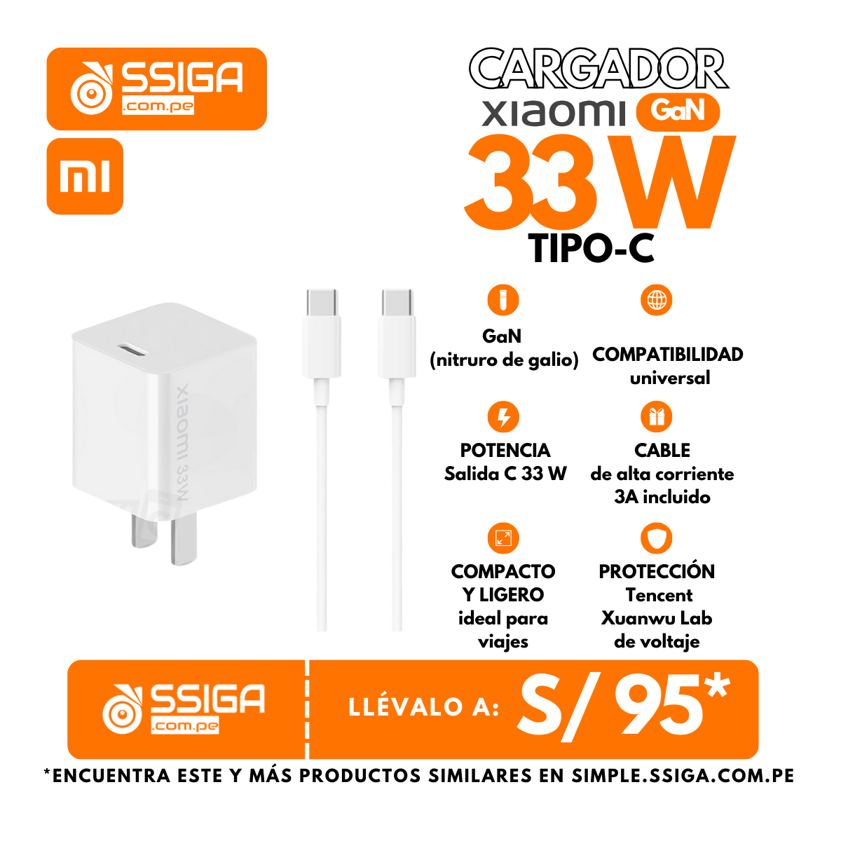 Cargador Turbo 33w Xiaomi Blanco