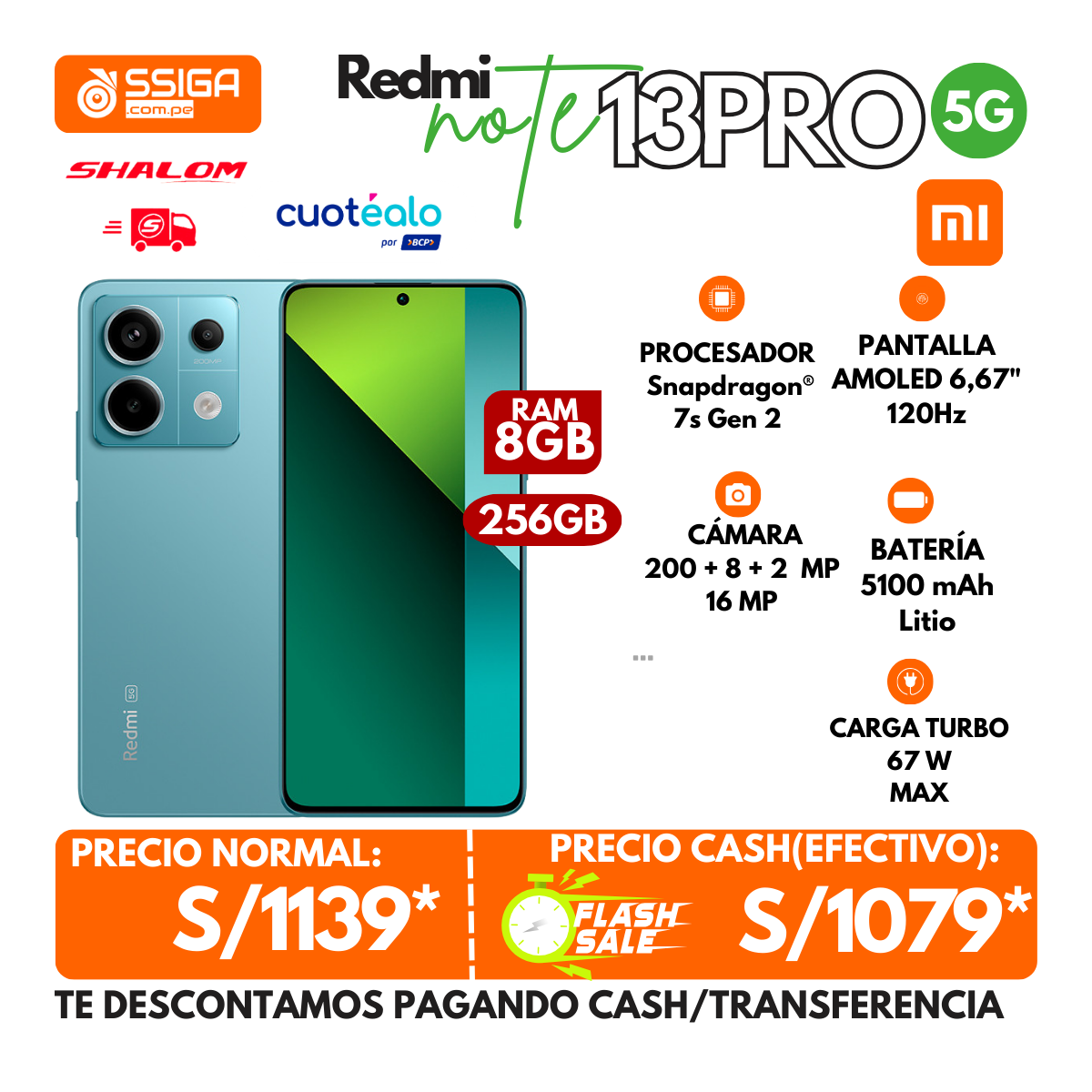 Note 13 pro 5G 8+256 Ocean teal