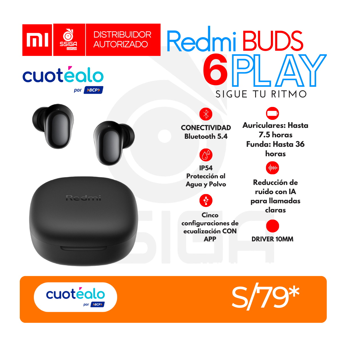 Redmi Buds 6 Play  Negro