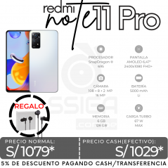 Redmi Note 11 PRO 4G 6+128GB Blanco