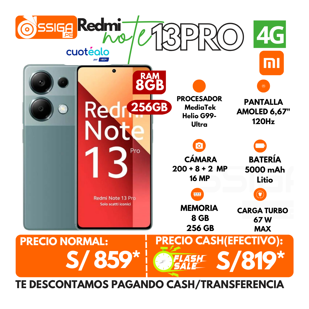 Note 13 Pro 4g 8+256Gb Verde