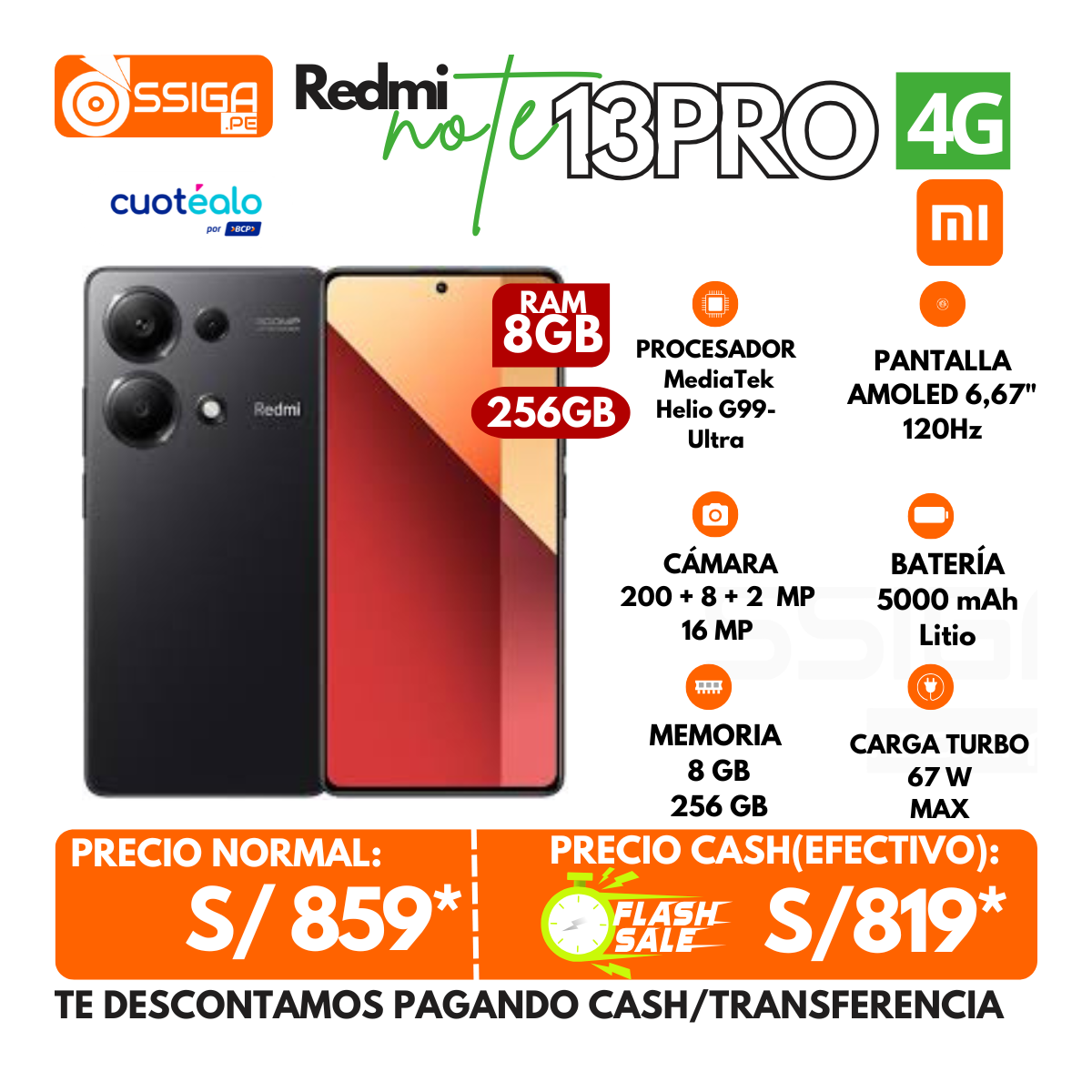 Note 13 Pro 4g 8+256Gb Negro