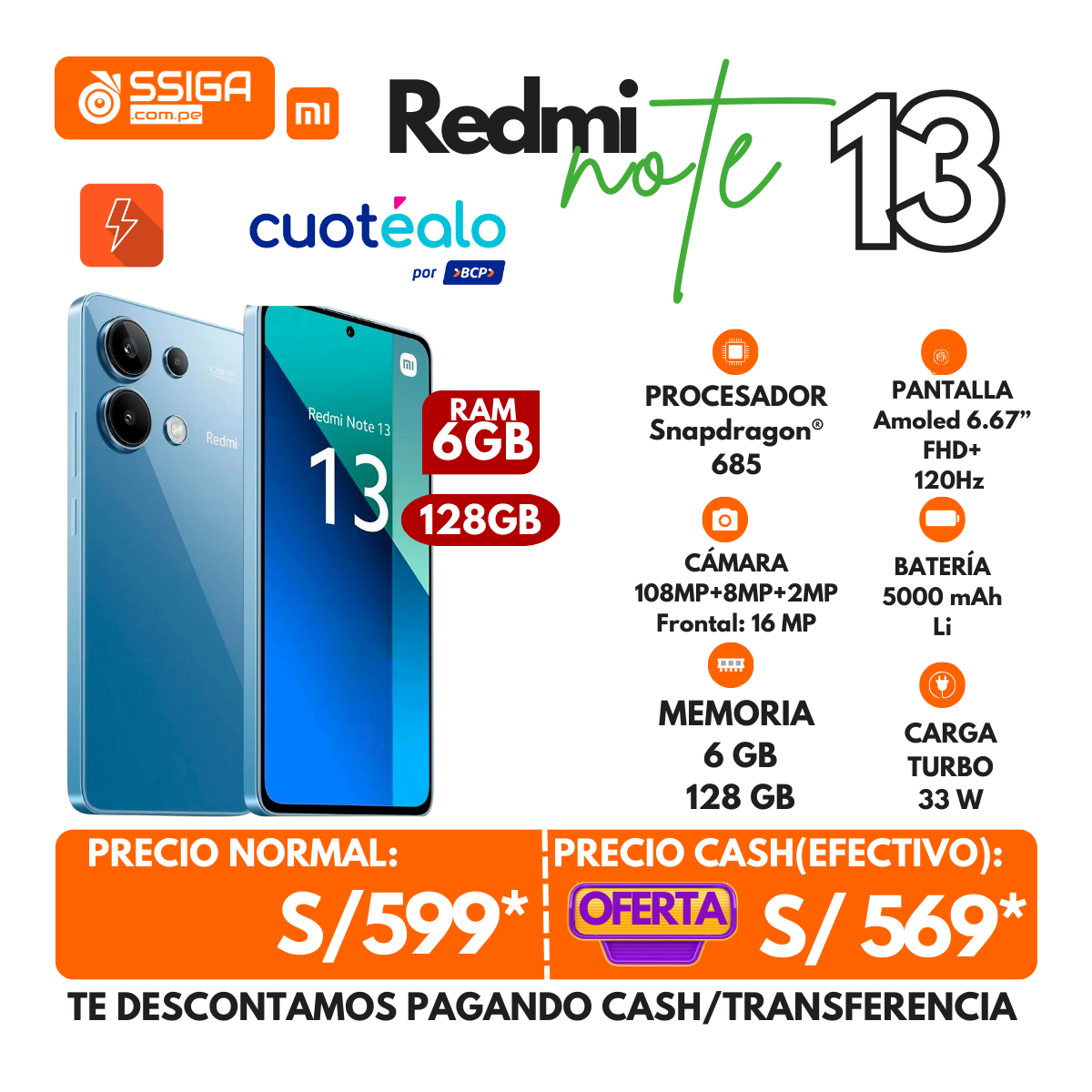 Note 13 4G 6+128 Azul