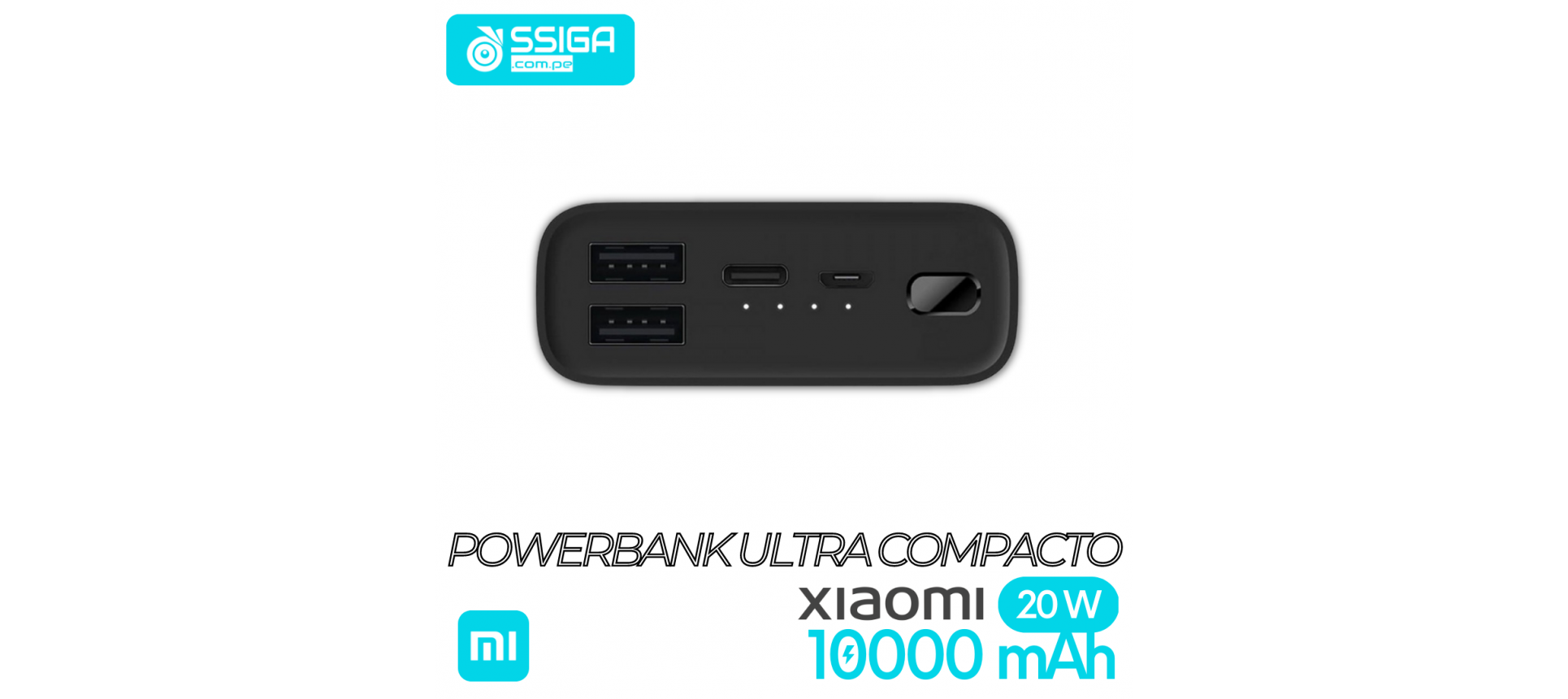 Xiaomi - Powerbank 10000mAh Mi Power Bank 3 Ultra Compact - Negra