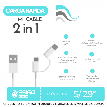 Mi Cable 2 en 1 Carga Rápida