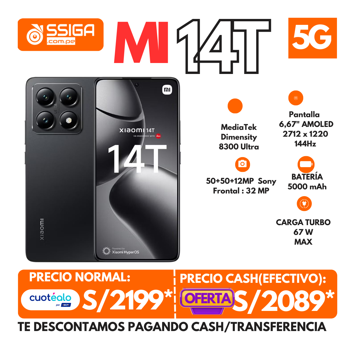 Xiaomi 14t  12+512Gb Negro