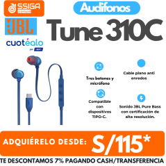 JBL Auricular 310C Tipo C Azul