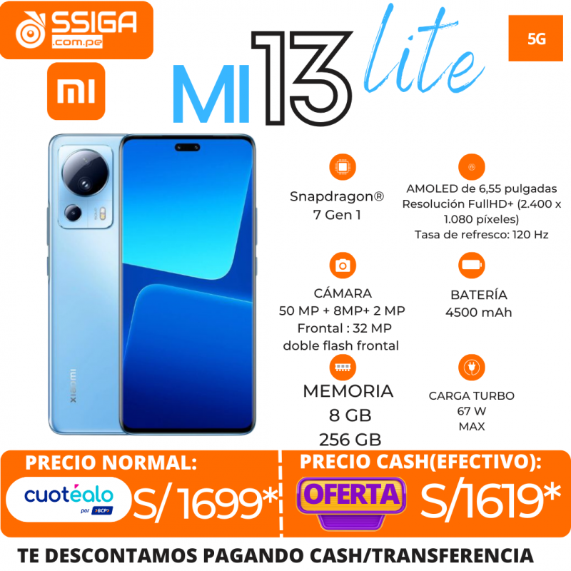 Xiaomi 13 Lite: Características y Precio en Perú