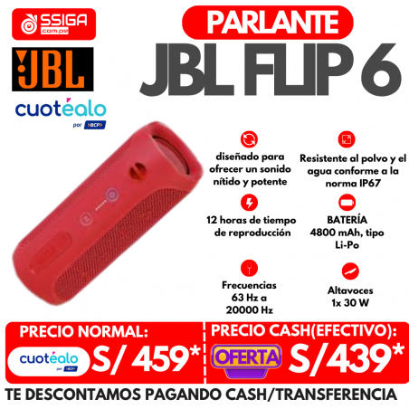 Parlante Jbl Flip 6 Rojo