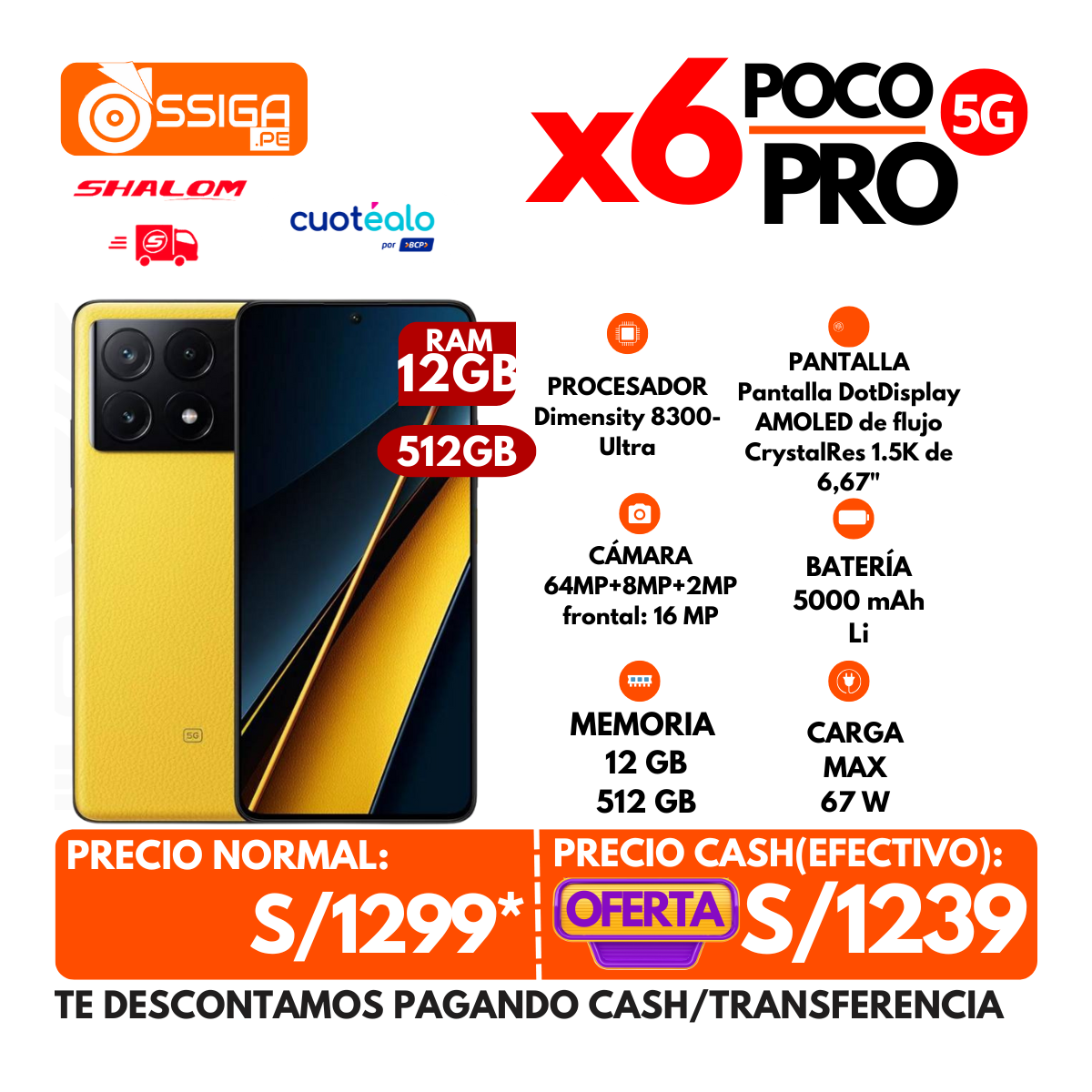 Poco X6 pro 12+512 Amarillo