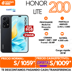 Honor 200 Lite 8+256 Negro