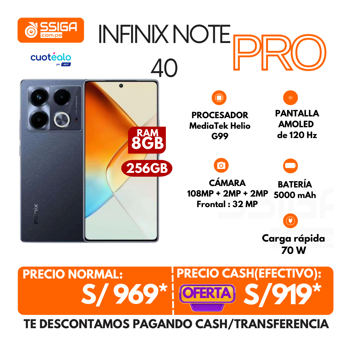 Infinix Note 40 Pro 8+256 Negro