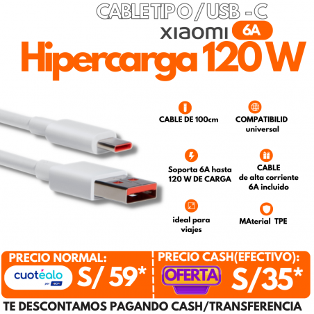 Cable 6A HiperCarga Blanco