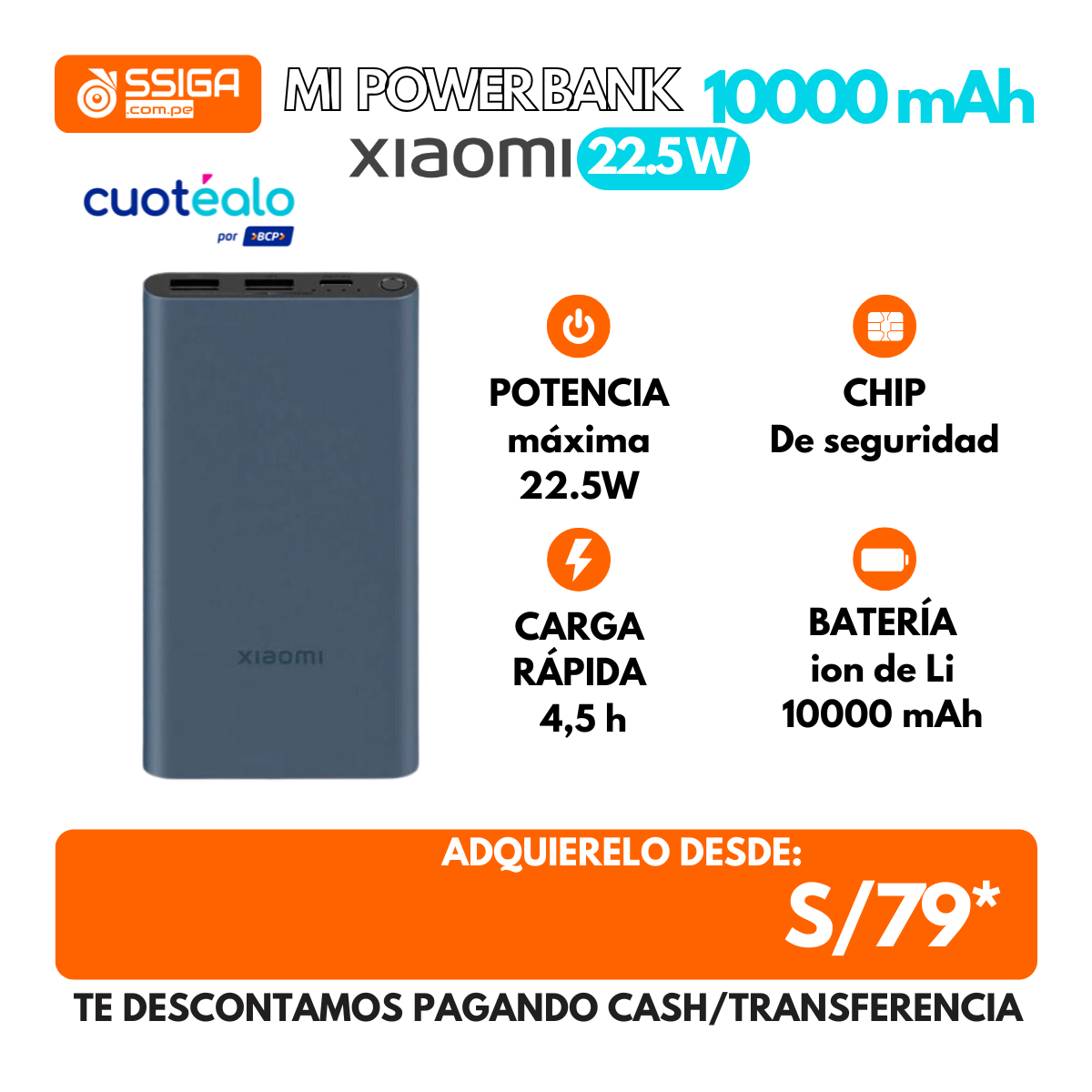 Xiaomi Power bank 22.5W  10000 mAh Azul