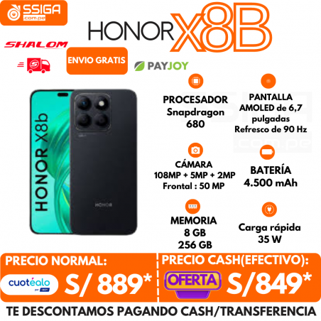 Honor X8B 8GB +256 GB Negro