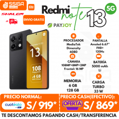 Redmi Note 13 5G 6+128GB Negro