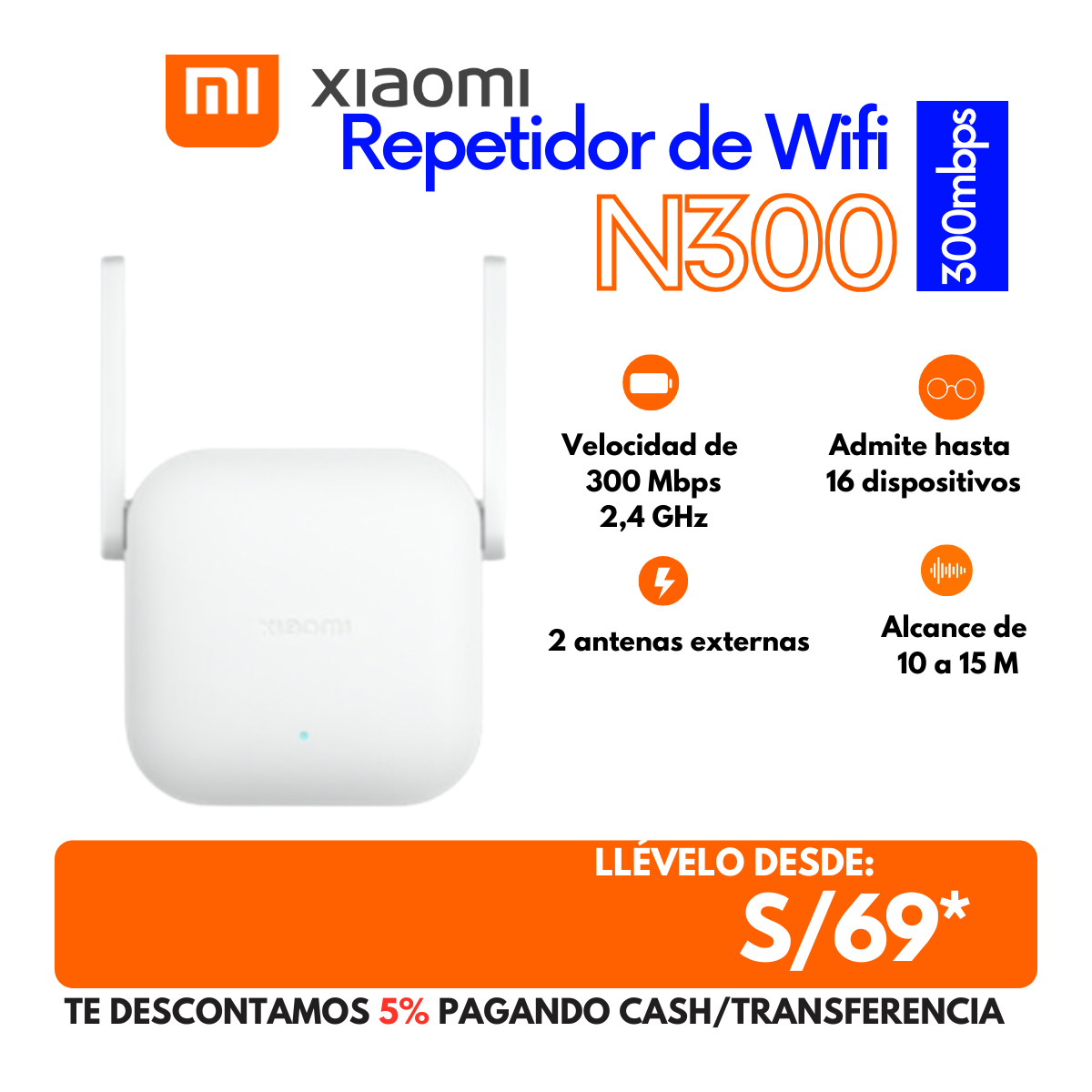 Xiaomi Repetidor de Wifi N300 Blanco