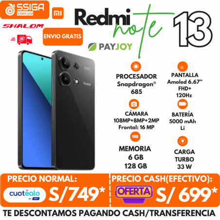 Redmi Note 13 4G 6+128GB Negro