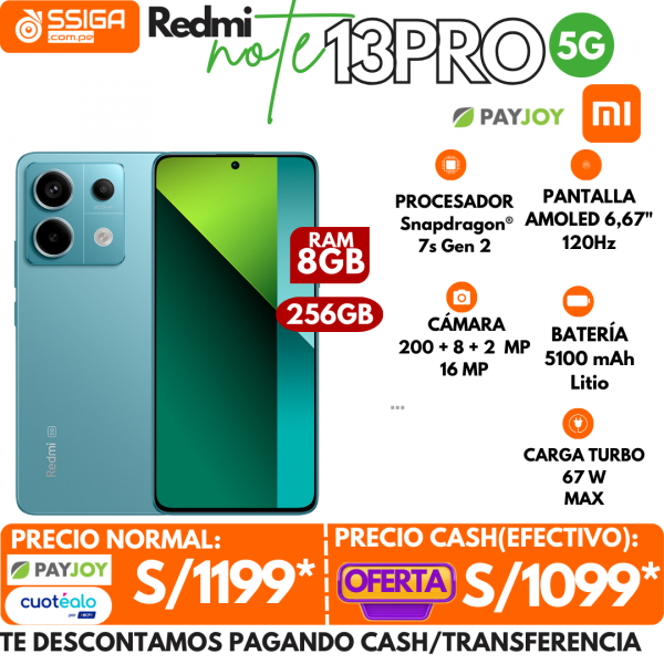 Redmi Note 13 Pro 5G 8+256GB Ocean Teal