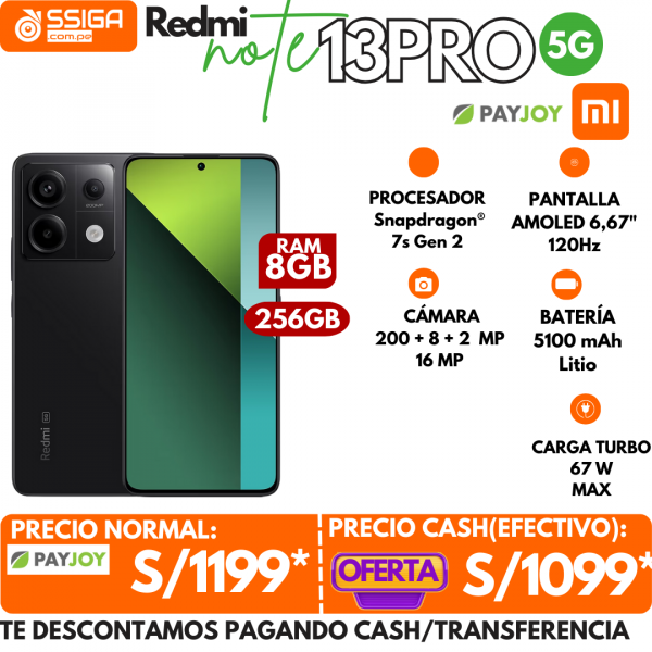 Redmi Note 13 Pro 5G 8+256GB Negro