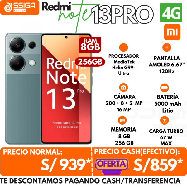 Redmi Note 13 Pro 4G 8+256GB verde