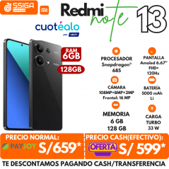 Redmi Note 13 4G 6+128GB Negro