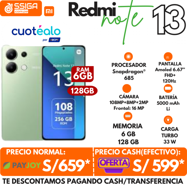 Note 13 4G 6+128GB Verde