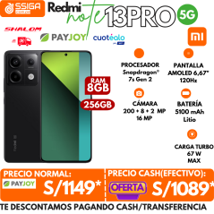 Note 13 pro 5G 8+256 Negro