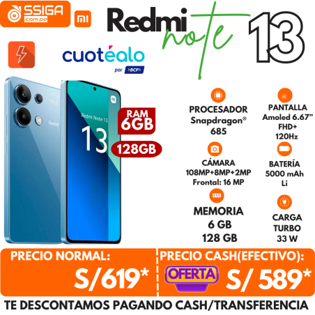 Note 13 4G 6+128 Azul