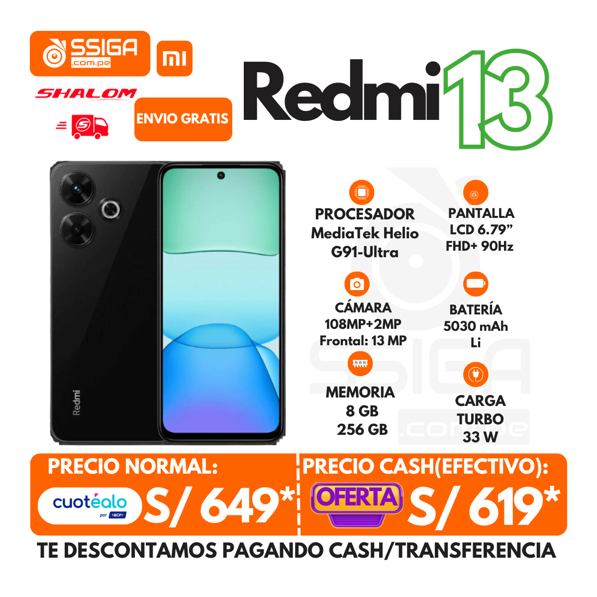 Redmi 13 4G  8+256 Negro