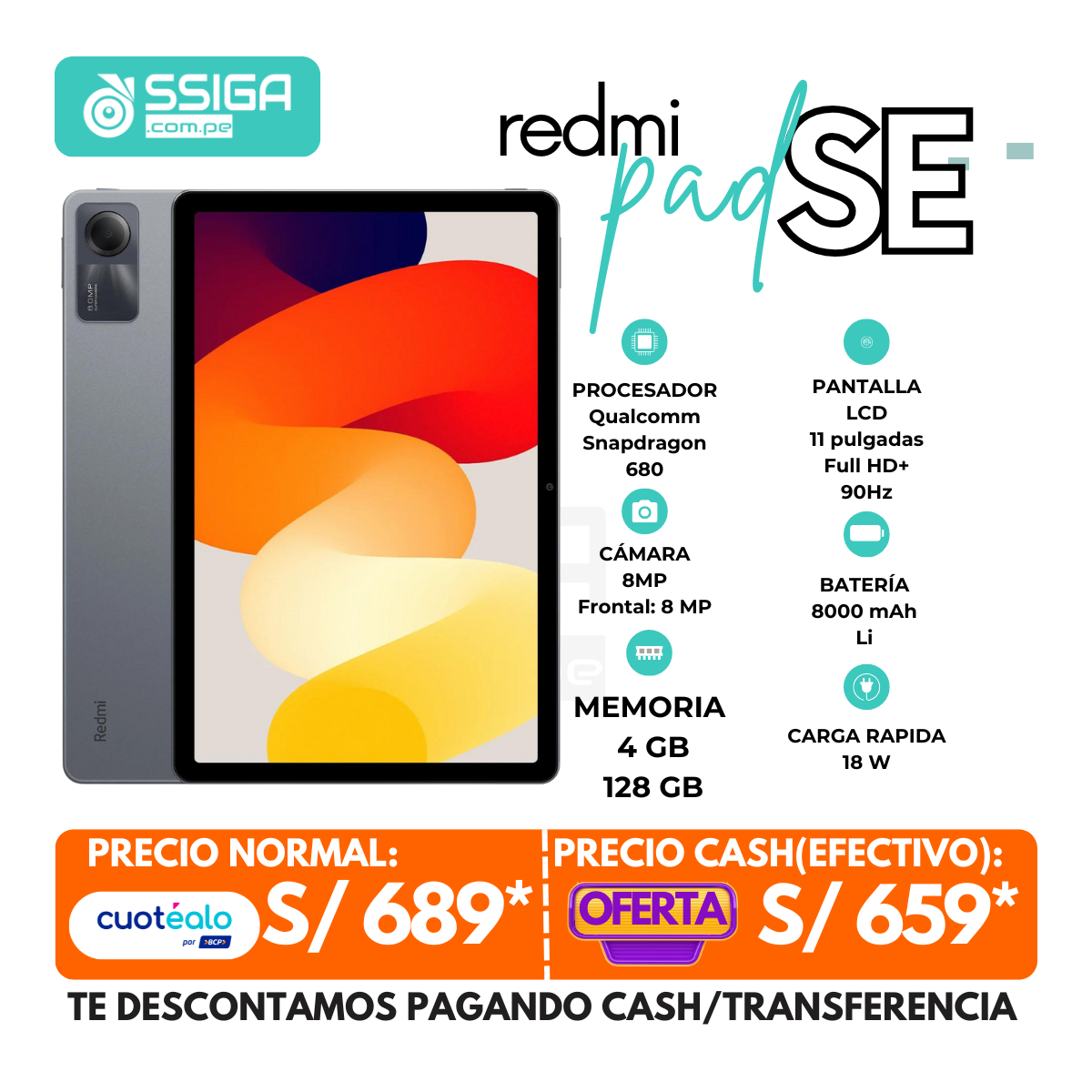 Tablet Redmi Pad Se 4+128 Gris