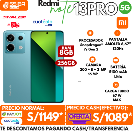 Note 13 pro 5G 8+256 Ocean teal