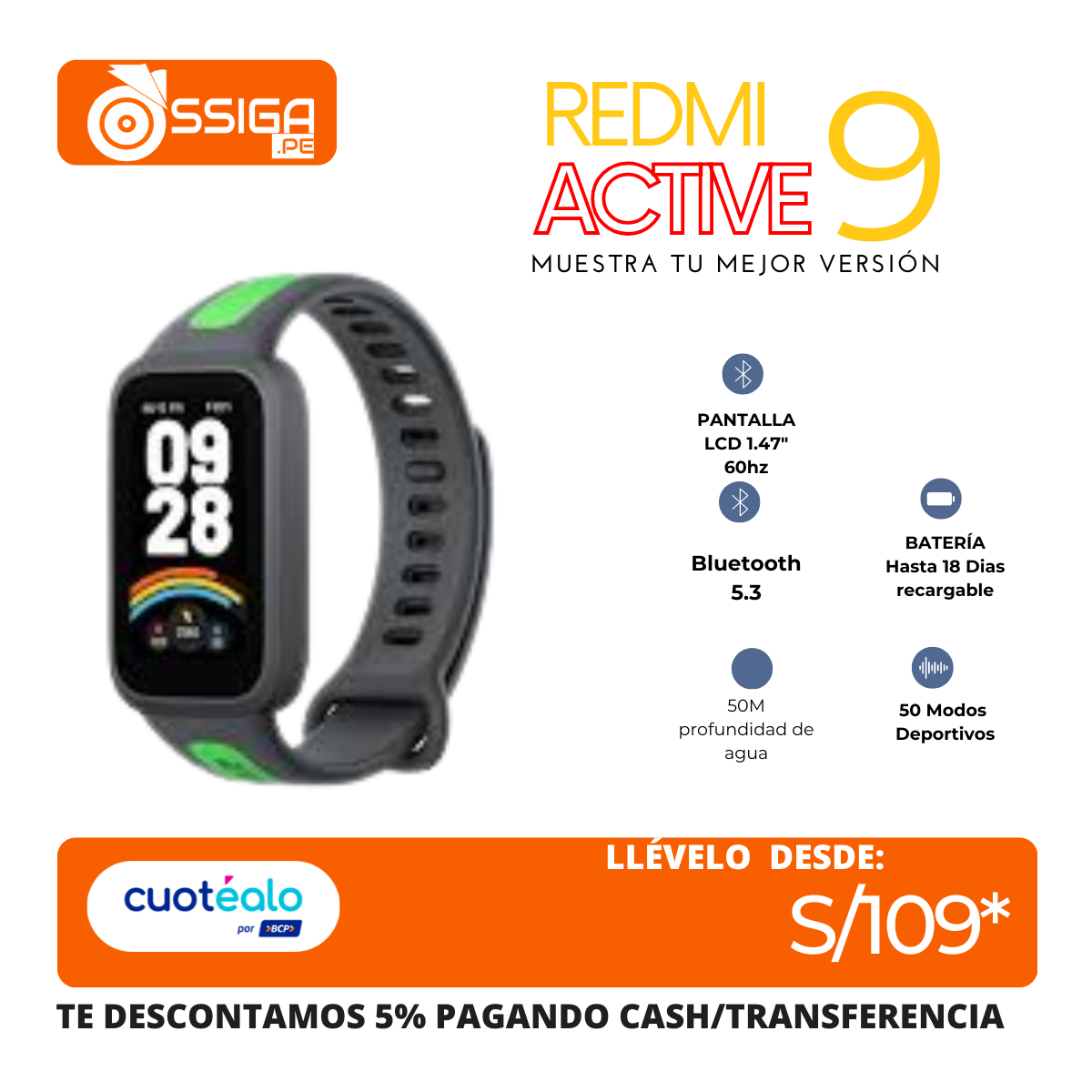 Redmi Band 9 Active Negro