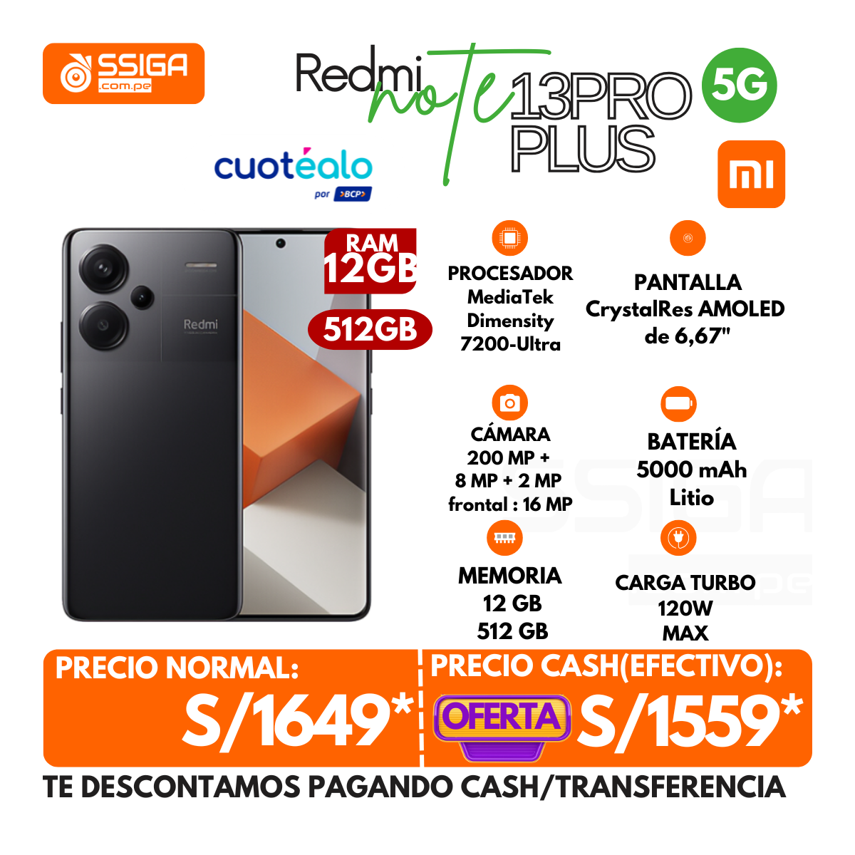 Note 13 pro Plus 12+512Gb Negro