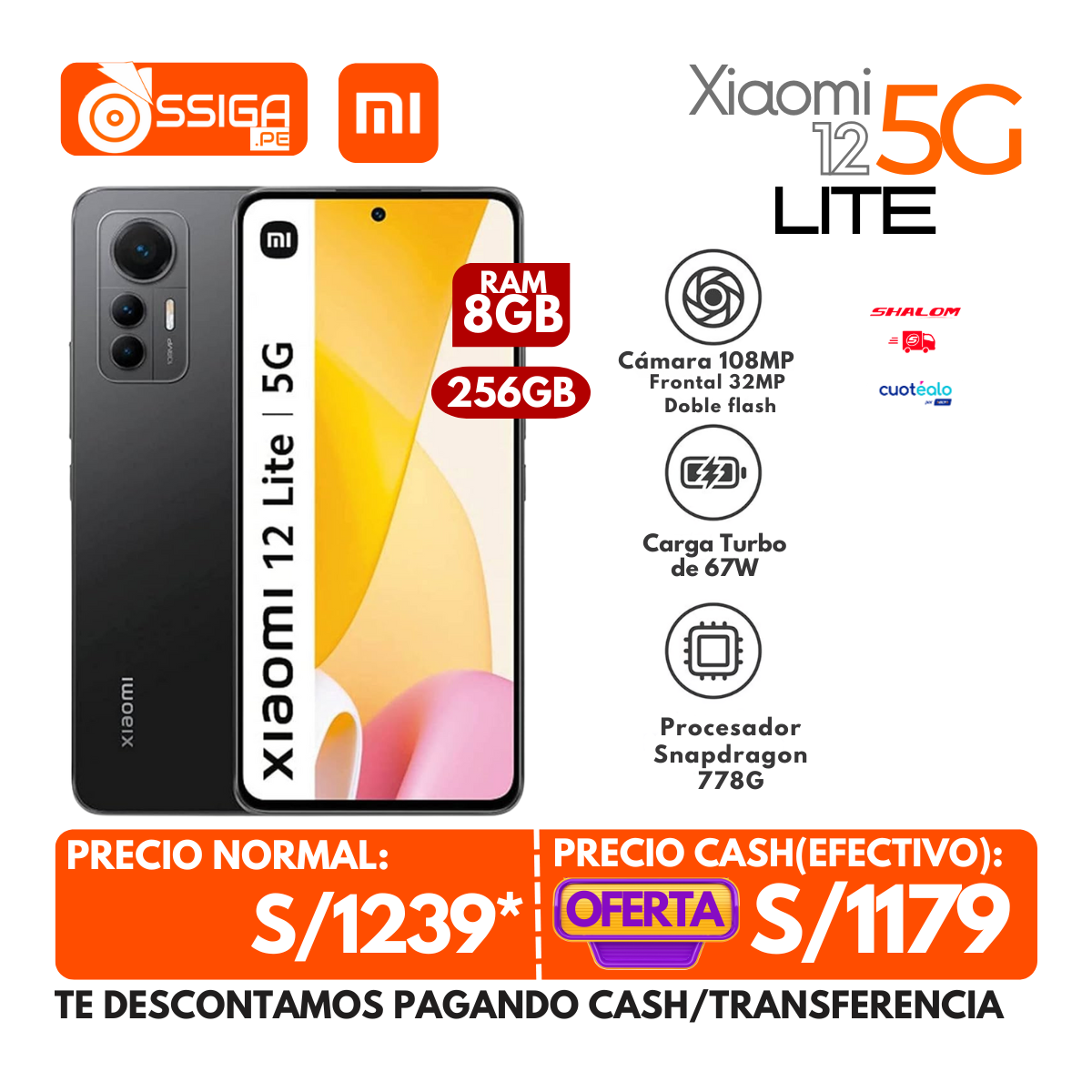 Xiaomi 12 Lite  5G 8+256 Negro