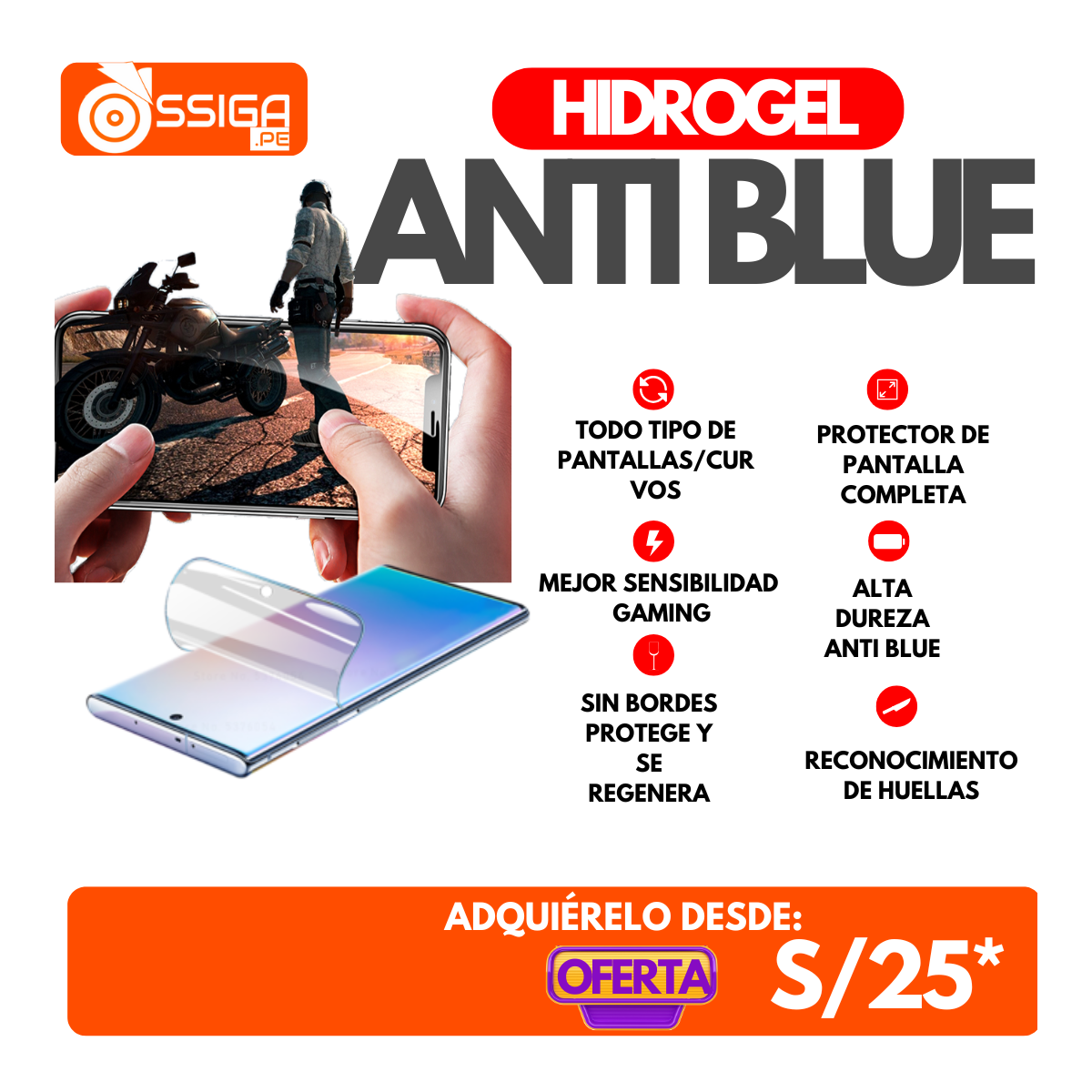 Protector de Pantalla Hidrogel Antiblue AAAA